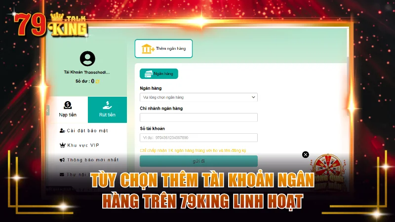 Bạn có thể thao tác liên kết ngân hàng mới bất cứ lúc nào